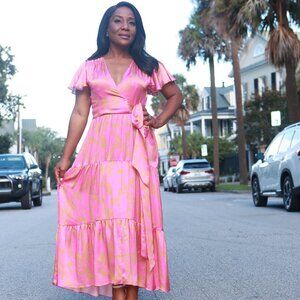 Tanya Taylor Dress Size 6 (Pink with Gold Accents)